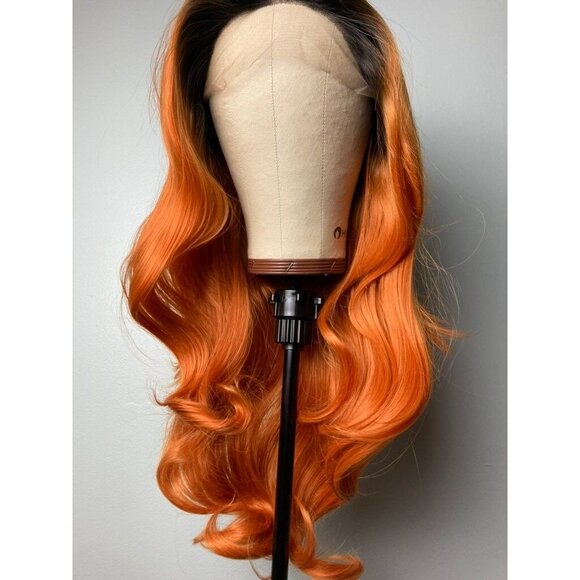 Black Rooted Cooper Orange Wig - Picture 9 of 9